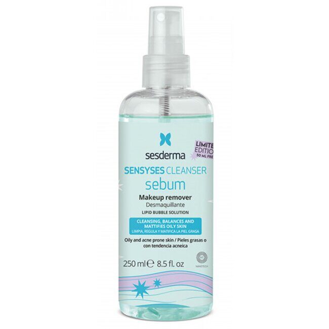 SENSYSES CLEANSER Sebum Лосьон липосомальный для снятия макияжа для жирной и склонной к акне кожи, 250 мл Лимитированная коллекция SESDERMA