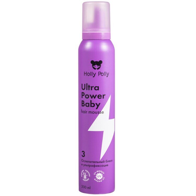 Мусс для волос Holly Polly Ultra Power Baby Ослепительный Блеск и Ультрафиксация ,200мл
