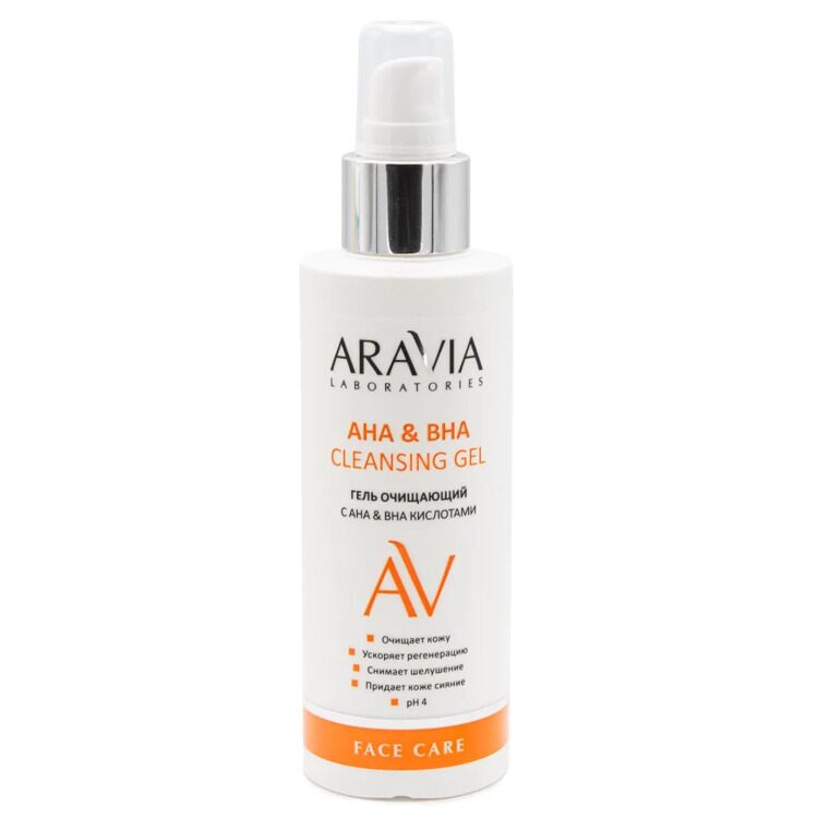 "ARAVIA Laboratories" Гель очищающий с АНА и ВНА кислотами AHA&BHA Cleansing Gel, 150 мл/15