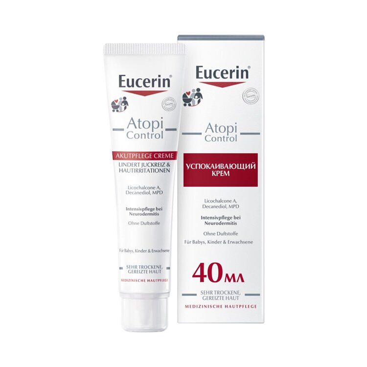 Eucerin®, "AtopiCONTROL", успокаивающий крем для взрослых, детей и младенцев, 40 мл
